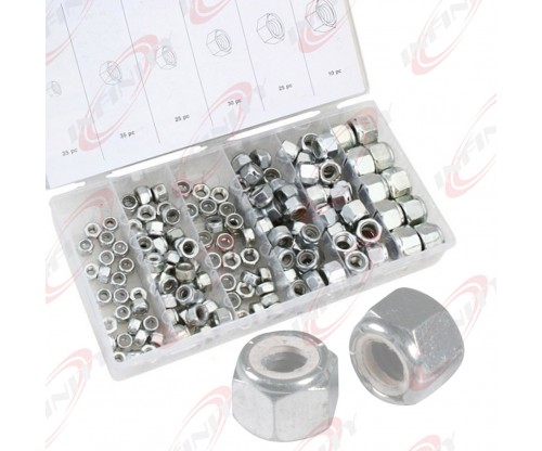 PROFESIONAL 150pc Nylon Insert Lock Nut Assortment 6 Sizes Steel Zinc Plated